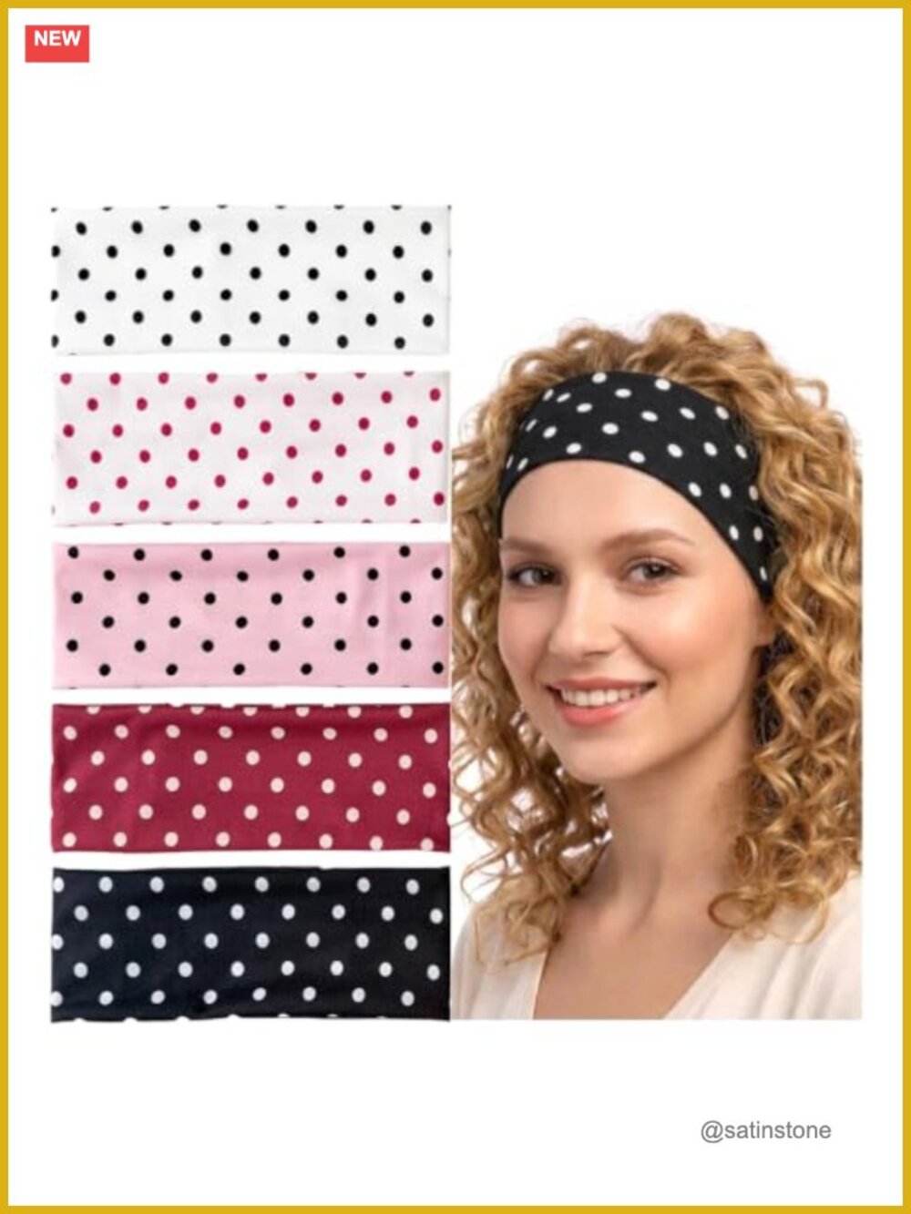 5 Pack Wide Elastic Printed Hair Bands Polyester Spandex Stretch Ties